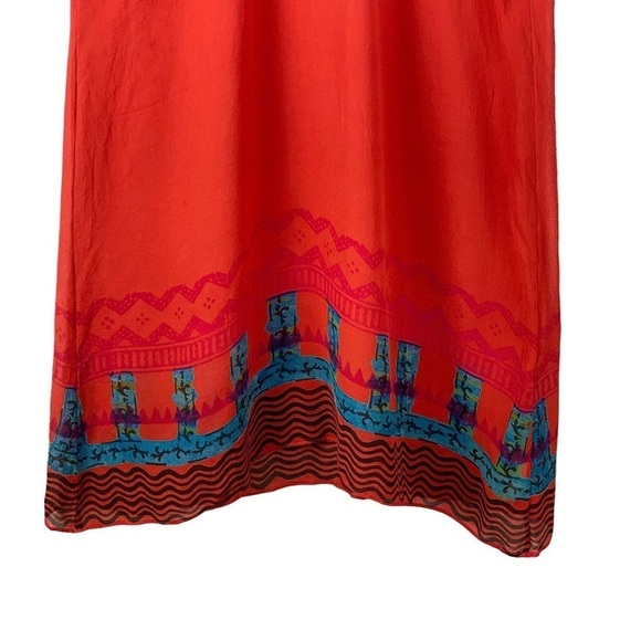 Anthropologie SILK Anupamaa Eastern Sunset Dress Women’s Size S Red Orange - Picture 5 of 12